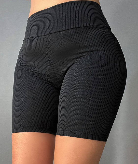 Шорты женские Prenses 113 велосипедки в рубчик средней длины черные, черный, M Киев - изображение 13