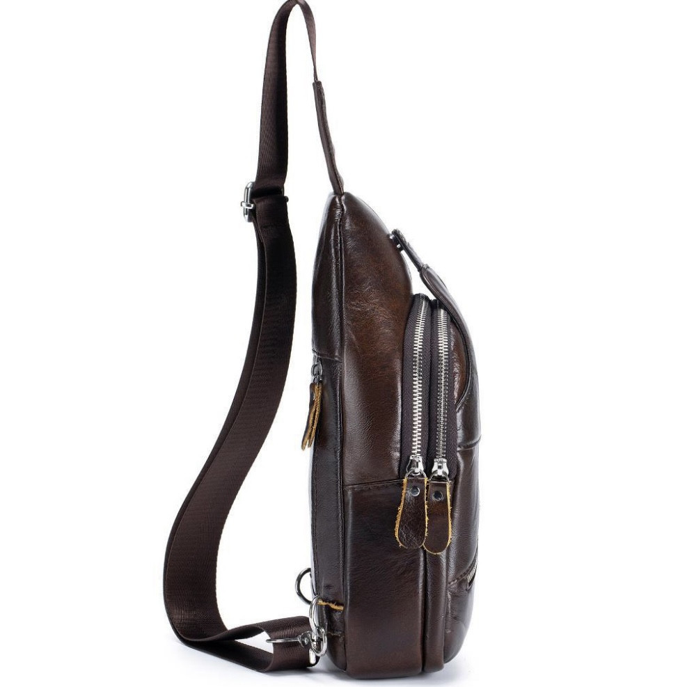 Шкіряний рюкзак-сумка на плече TIDING BAG коричневий Киев - изображение 4