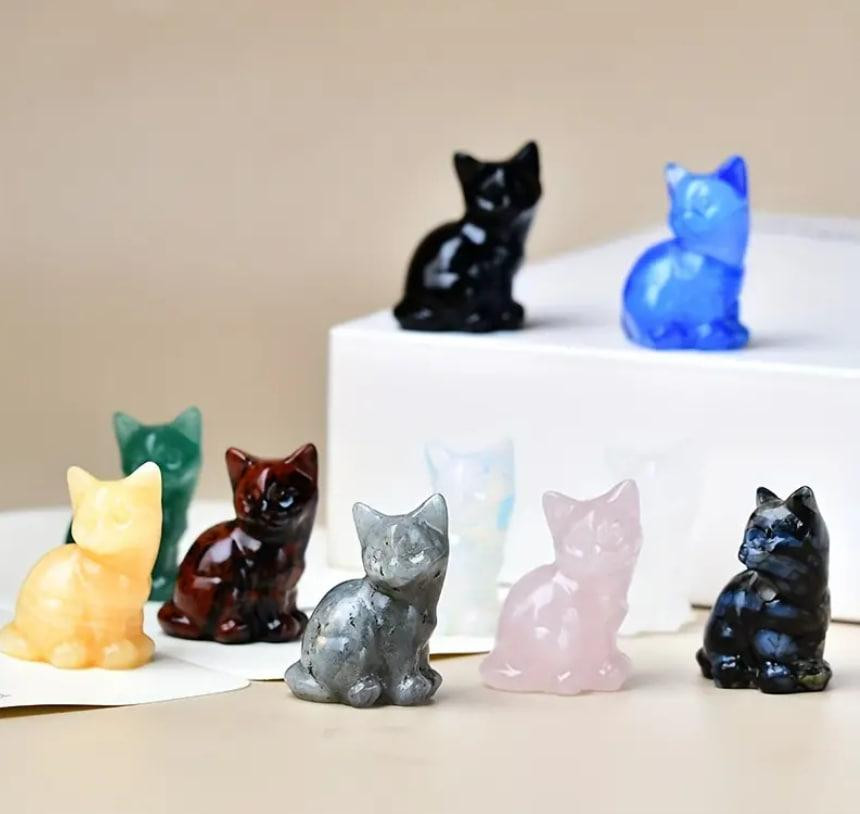 Фигурка кота из натурального камня опала 35 мм. Каменная статуэтка кота опал Киев - изображение 2