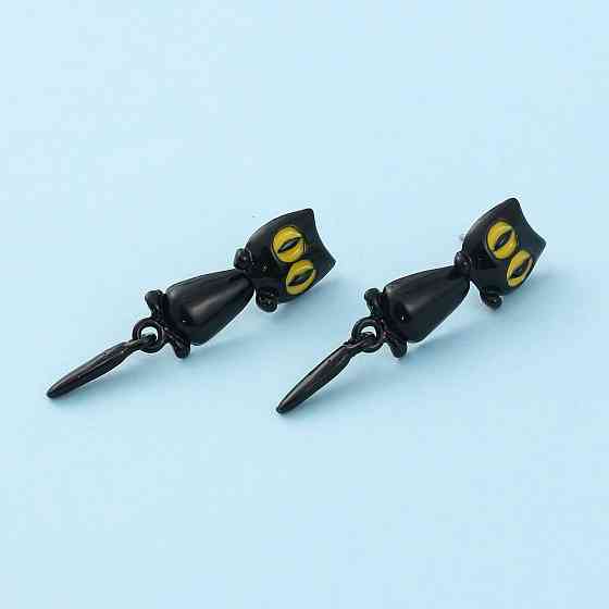 Серьги с котами матовые 4 см черный Киев