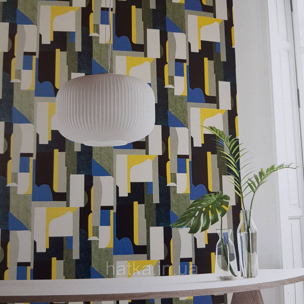 Обои флизелиновые эко Khroma Zoom Goja 0.53х10.05 м абстракция геометрия синий желтый черный белый Киев - изображение 1