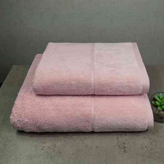 Набор полотенец велюр/махра 2шт GM Textile 50x90см, 70x140см Премиум качества Milado 550г/м2 (Розовы Сумы