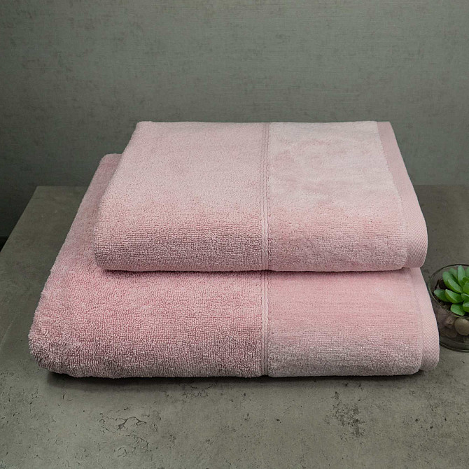 Набор полотенец велюр/махра 2шт GM Textile 50x90см, 70x140см Премиум качества Milado 550г/м2 (Розовы Сумы - изображение 1