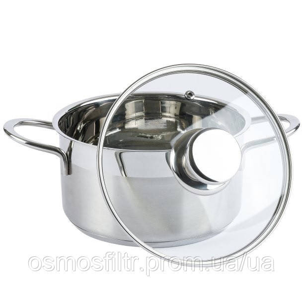 Каструля Axentia Brilliant Ø 16 см 1.8 л зі скляною кришкою нержавіюча сталь (135939) Київ - фото 3