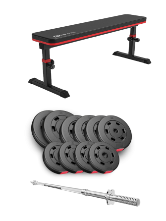 Набір Hop-Sport Premium 59кг з лавою HS-1025 Pro та штангою Київ