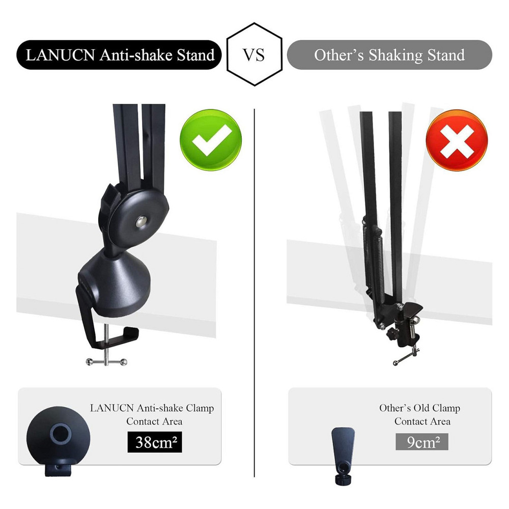 Підставка для мікрофона Boom Arm Pro V50 з антивібраційним затиском адаптер 3/8-5/8 для настільного кронштейна Київ - фото 3