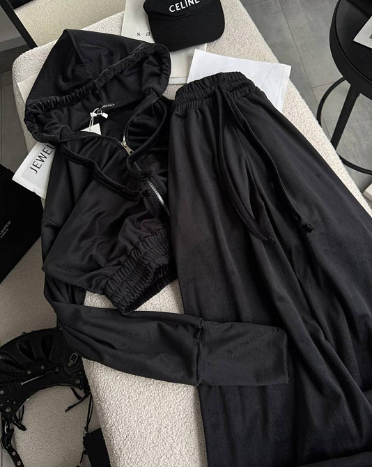 Жіночий повсякденний костюм із якісного велюру-двійка Чорний Одеса - фото 3