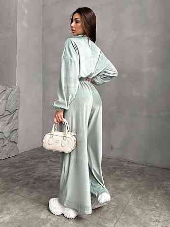 Жіночий стильний повсякденний велюровий комбінезон М'ятний 42/44 Одеса