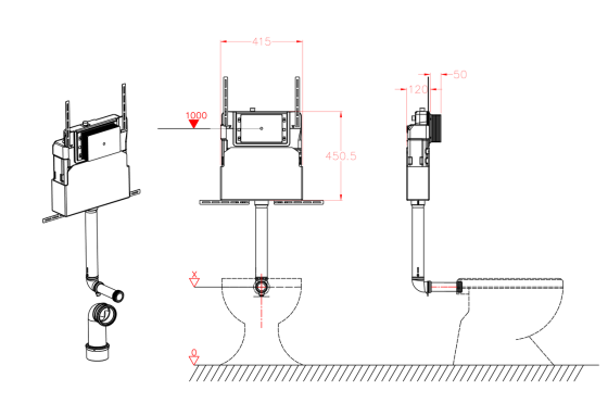 Установочный бачок для напольного унитаза Koer KT-0405 420x120x750mm без панели смыва (KR5314) Киев