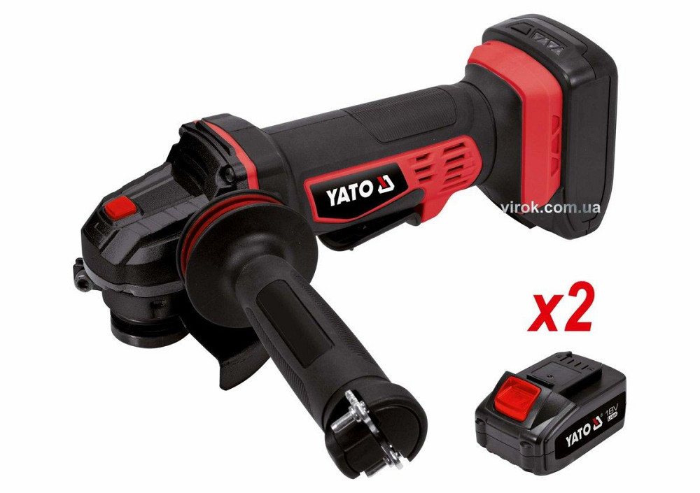 Шліфмашина кутова акумуляторна YATO 2Li-Ion, 18В, 3АГод, для диска Ø=125мм, з зарядним пристроєм [4] Одесса - изображение 1