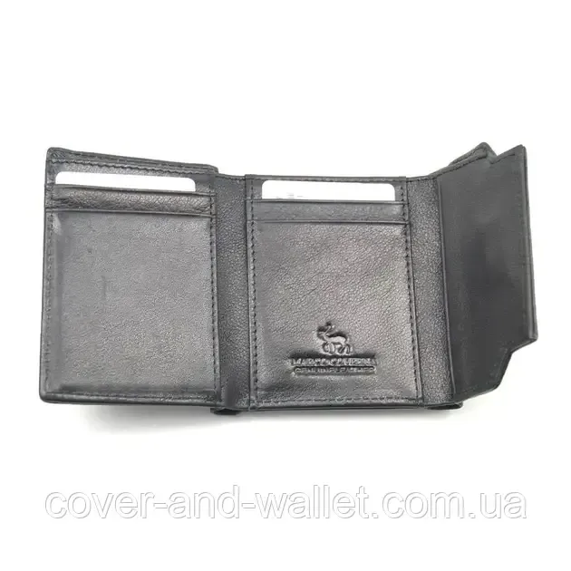 Небольшой женский кожаный кошелёк черного цвета с монетницей на молнии Marco Coverna Киев - изображение 7