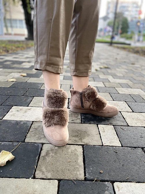 Ботинки LX17-219 хакі эко-замша зима высота 11см подошва 2см (1143) Коломия - фото 8