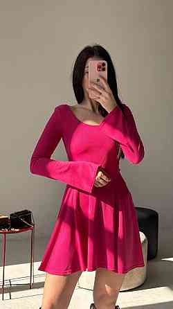 Жіноча стильна романтична сукня вільного крою з трикотажу в рубчик Малина, 42/44 Одеса