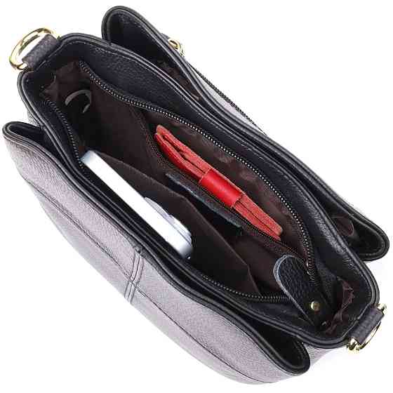 Женская сумка на три отделения из натуральной кожи sale_15122 Vintage Черный Киев