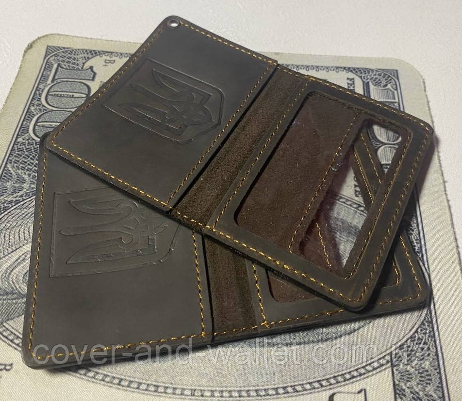 Обкладинка на нове посвідчення ДСНС із вінтажної шкіри коричневого кольору Київ - фото 6