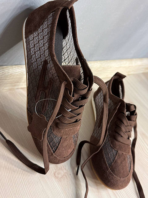 Кроссовки женские Meideli 880-9 замшевые с сеткой сникерсы коричневые, 41, 25,5 см Киев - изображение 1