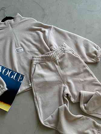 Женский повседневный теплый флисовый костюм двойка турецкий двухсторонний флис Молочный, 48/50 Одесса