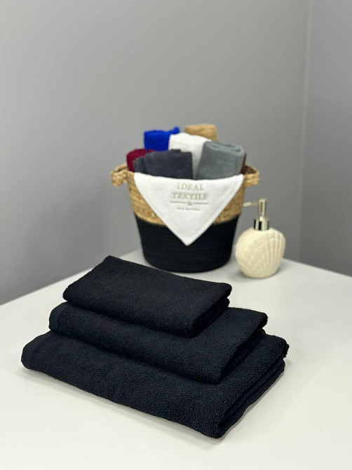 Комплект полотенец однотонных Ideal Textile 40х70+50х90+70х140 см 400 г/м2 (56860941) Чорний Черновцы - изображение 3