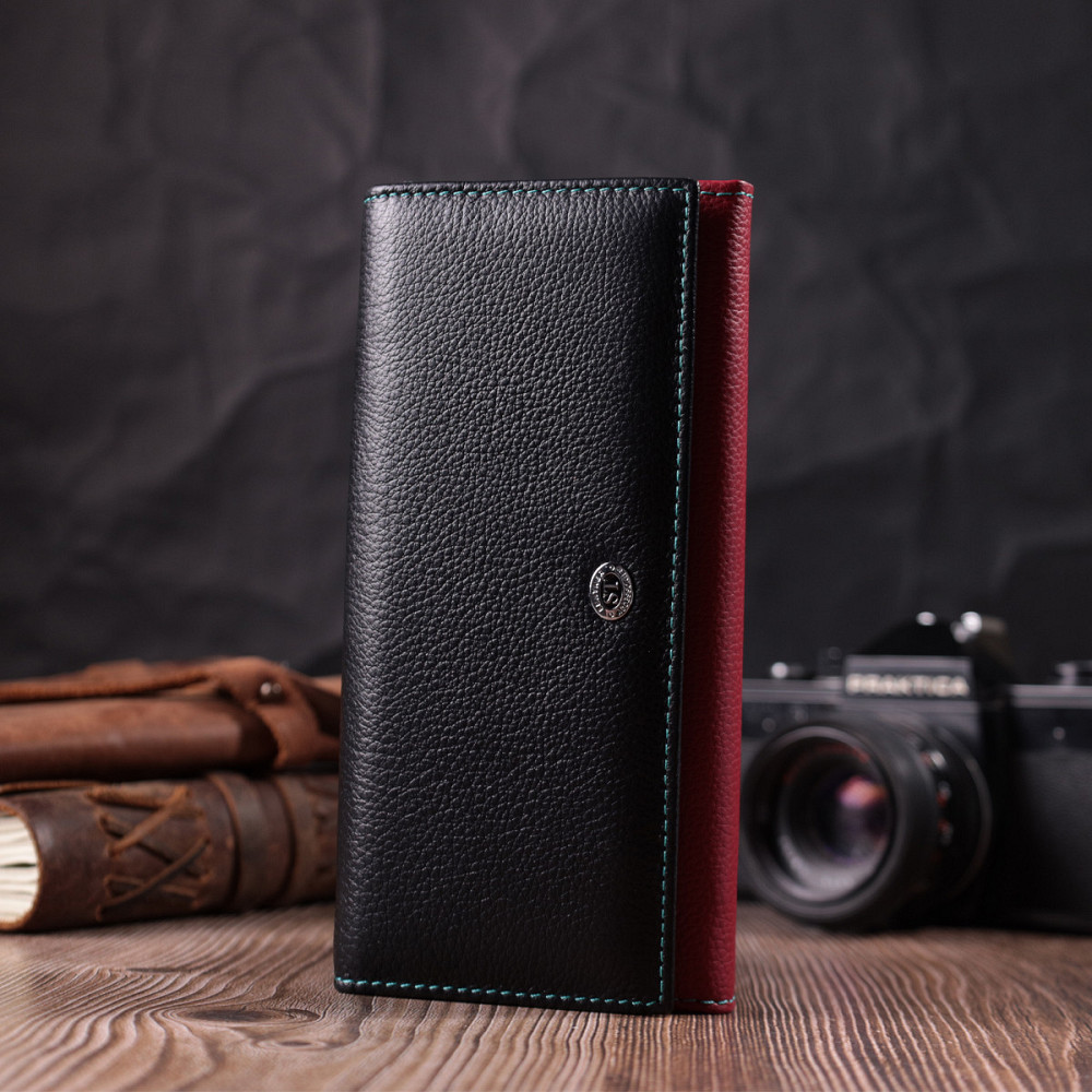 Місткий гаманець для прекрасних жінок із натуральної шкіри ST Leather 22517 Різнокольоровий Київ - фото 1