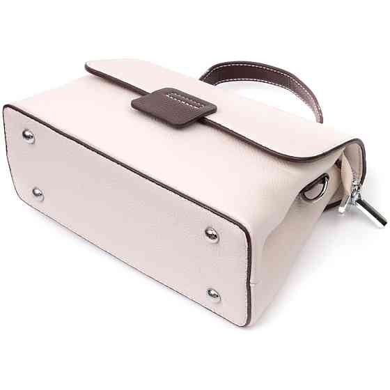 Елегантна сумка сетчел для жінок з натуральної шкіри Vintage 22290 Біла Київ