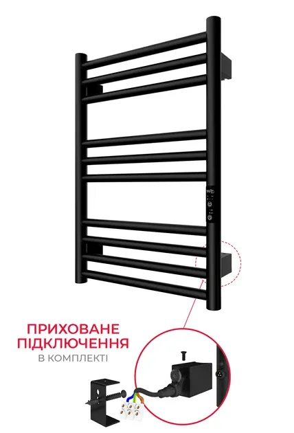 Електрична рушникосушка HF Greenwich 570х430 TR K чорна матова Київ - фото 2