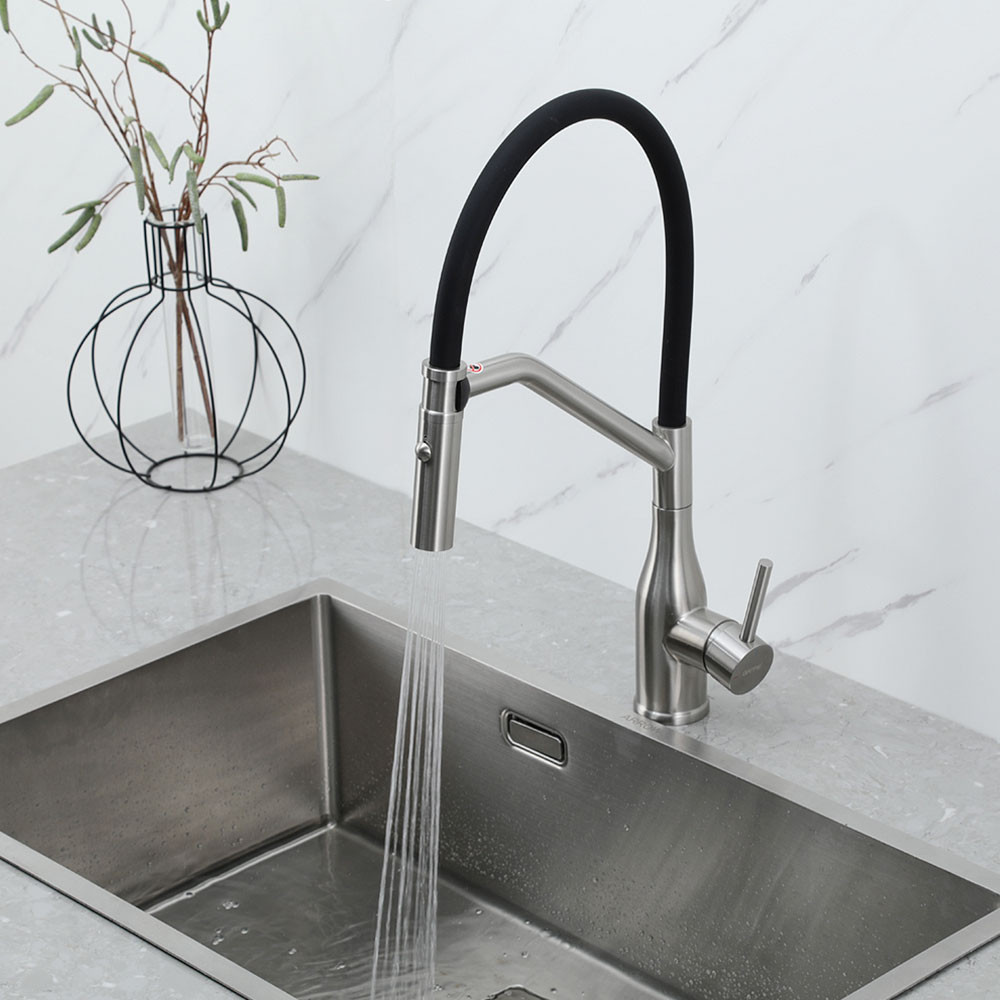 Смеситель для кухни GAPPO G4098-15 с гибким изливом, сатин/черный Киев - изображение 3