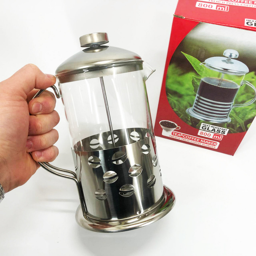 Багаторазовий френч-прес, Заварники для чаю та кави, Френч-прес з поршнем, Заварник скляний з пресом RH-37 Львів - фото 5