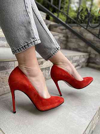 Туфлі жіночі M-LUX червоні натуральна замша каблук 10.5 см 38 р. (91020) Коломия