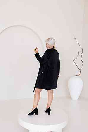 Жіноча стильна коротка сукня батал із королівського велюру Чорний, 60/64 Одеса