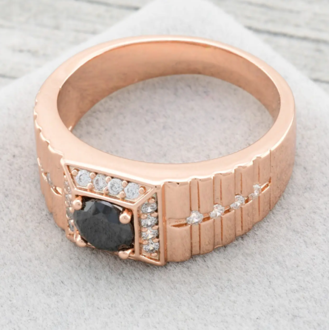 Печатка Xuping 11584 черные фианиты, позолота РО, ширина 10 мм, размер 20, вес 7,5 г, мужская Киев - изображение 3