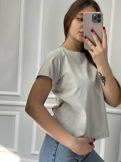 Базовая футболка женская однотонная Серый S Харьков - изображение 4