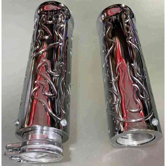 Ручки керма (хром із малюнком) (mod JY-13) (внутрішній Ǿ 23 Ǿ 23) VDK Київ