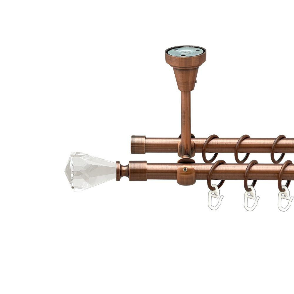 Карниз Orvit Лучетта металевий дворядний відкритий до стелі гладка труба кільце металеве Мідь 16\16 мм 120 см Львов - изображение 1