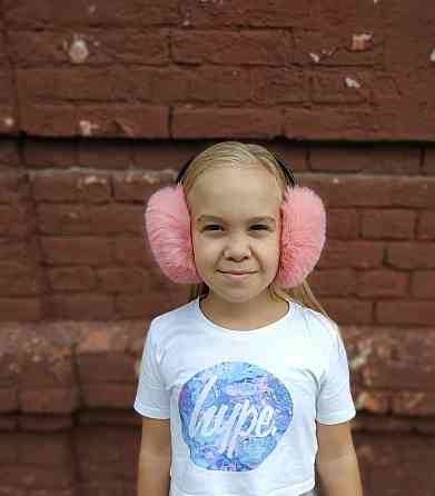 Хутряні навушники жіночі з кролика Персиковий Харків