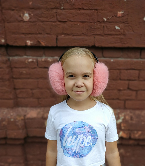 Хутряні навушники жіночі з кролика Персиковий Харків - фото 3