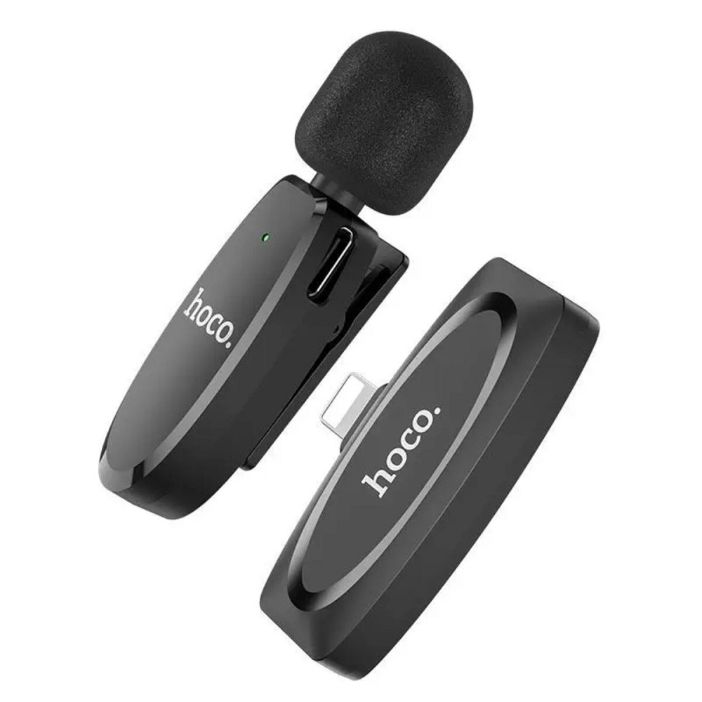 Мікрофон-петличка HOCO L15 iP Crystal lavalier wireless digital microphone Black Київ - фото 2