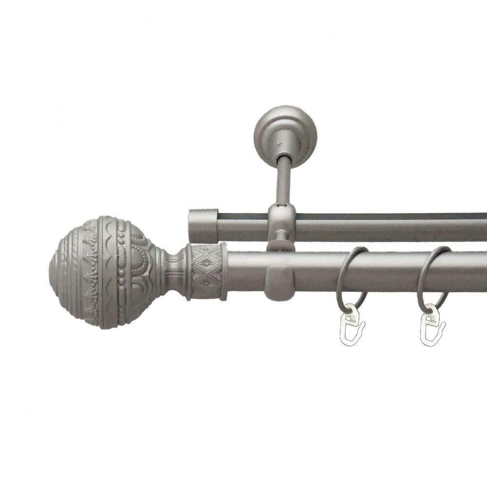 Карниз Orvit Арабеска металевий дворядний опозитний гладка \ профільна труба кільце металеве Сатин 25\19 мм Львов - изображение 1