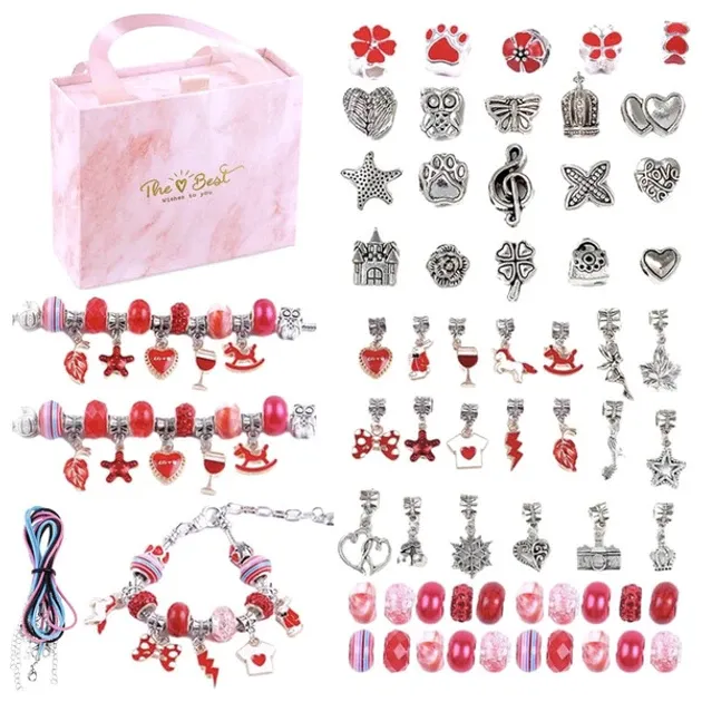 Детский набор для творчества для создания шарм браслетов и колье . из бусин в подарочной коробке 66 шт. Киев - изображение 1