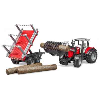 Спецтехника Bruder трактор Massey Ferguson 7480 с погрузчиком и лесным прицепом 1:16 (02046) Винница