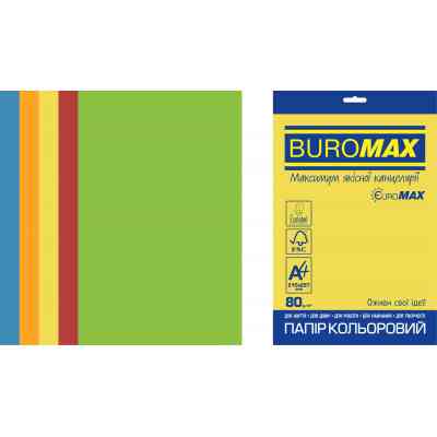Бумага Buromax А4, 80g, INTENSIVE, 5colors, 250sh, EUROMAX (BM.27213250E-99) Винница