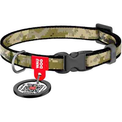 Ошейник для животных WAUDOG Nylon c QR-паспортом "Милитари" для кошек и мелких пород собак XS (278-4026) Винница