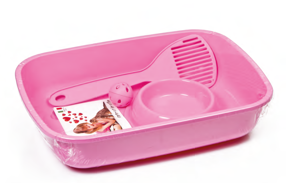 Комплект (мячик, лопатка, лоток, тарелка) Welcome для котят, 37 х 27 х 8.5 см Киев - изображение 1