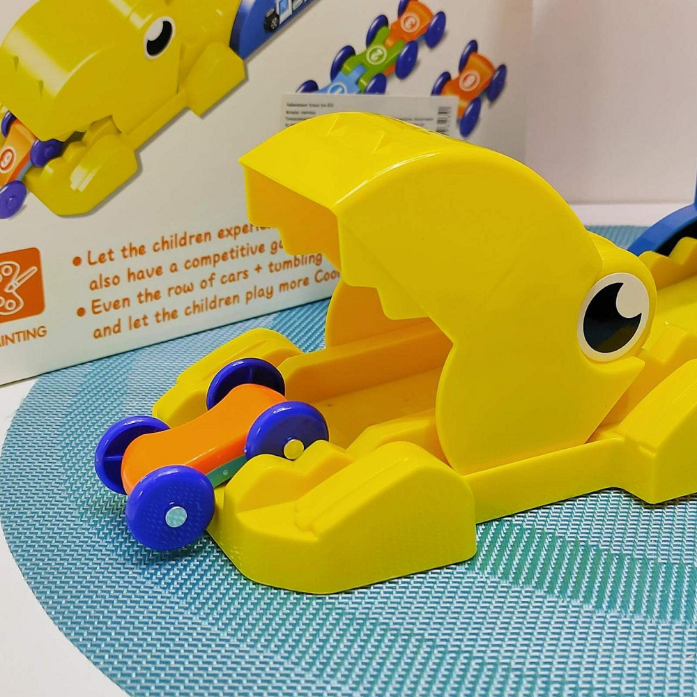 Трек паркінг Крокодил п'ятиповерховий 4 машинки в наборі Жовтий (6843) Чернігів - фото 5