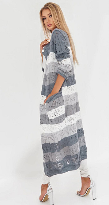 Ажурний кардиган із кишенями в смужку (48-52) Київ - фото 6