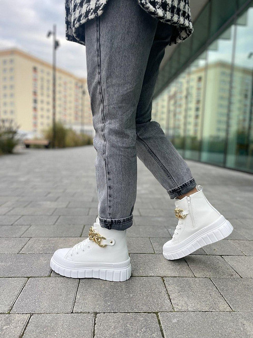 Кеды женские белые эко-кожа размер 37-41 (4759) Коломия - фото 9