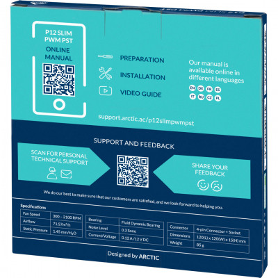Кулер для корпуса Arctic P12 Slim PWM PST (ACFAN00187A) Винница - изображение 5
