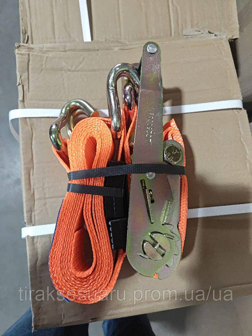 Стяжний ремінь на лавету з трищіткою 3м 5 тонн Ремені кріплення вантажу 5тонн 3м Луцьк - фото 1