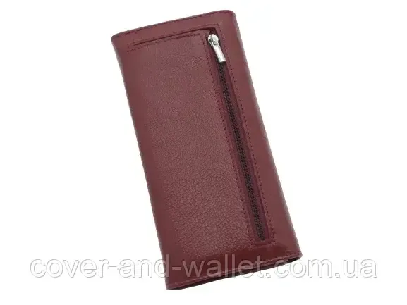 Тонкий женский кожаный кошелек с ассиметричным клапаном бордового цвета ST Leather 212 Киев - изображение 7