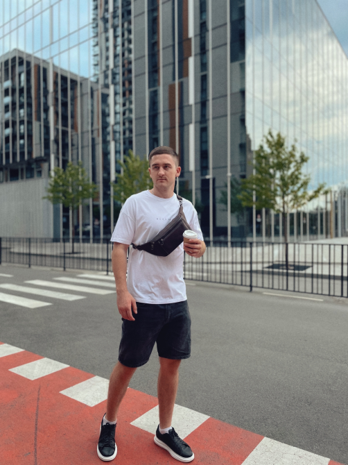 Кожаная сумка-бананка для гаджетов коричневая Киев - изображение 1