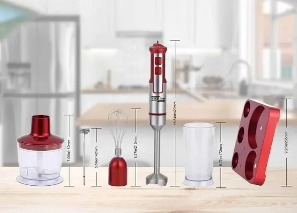 Погружний ручний блендер 6в1 1500Вт на підставці Zepline ZP-118, Чаша подрібнювача 500 мл Червоний Одеса - фото 5